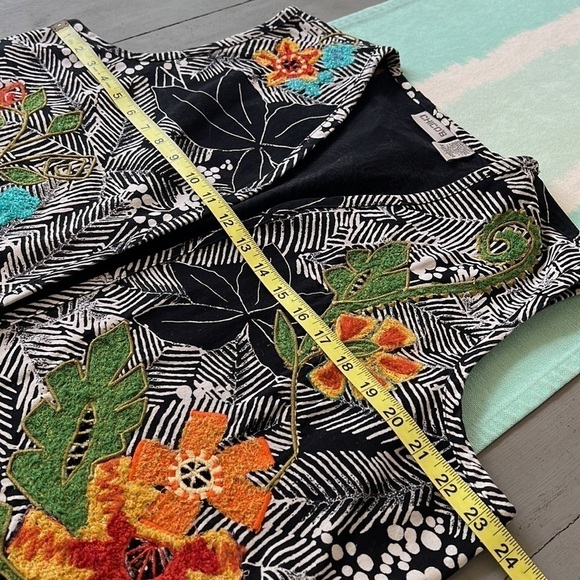 Chico’s Embroidered Tropical Print Floral Appliqué Open Front Vest Size XL 16/18 - Picture 8 of 10